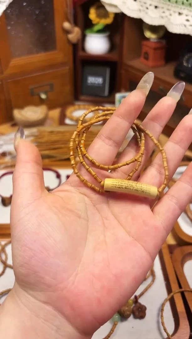 手串桃核三圈   竹节手串  五条经文   备注手围