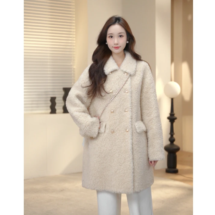 Basic House/百家好毛毛大衣女中长款2024秋冬外套B0754B5R132