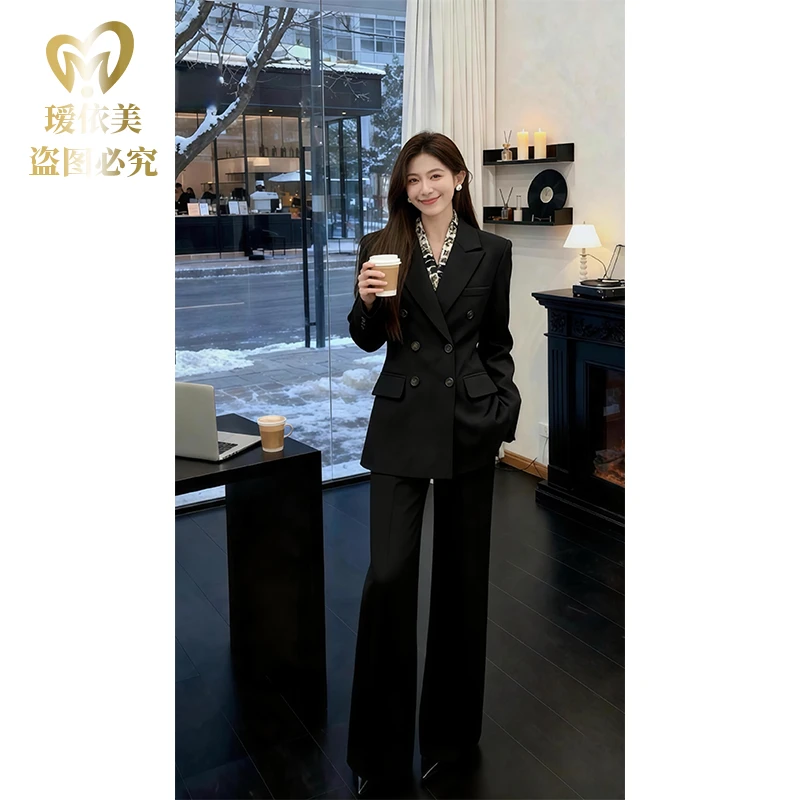 高端黑色外套时尚总裁职业装正装女士休闲洋气西装套装高端上档次
