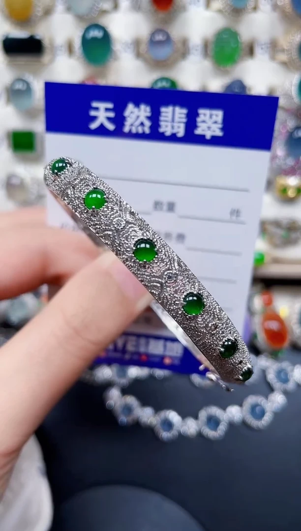 银S925镶嵌手镯翡翠151