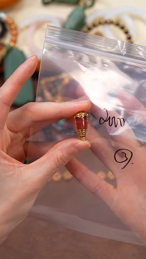 18K金镶嵌1南红玛瑙古**寥柒禧文玩回血好物