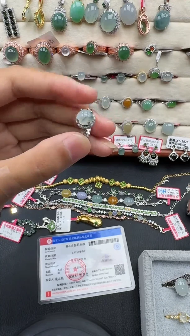 翡翠戒指银S925镶嵌戒指16