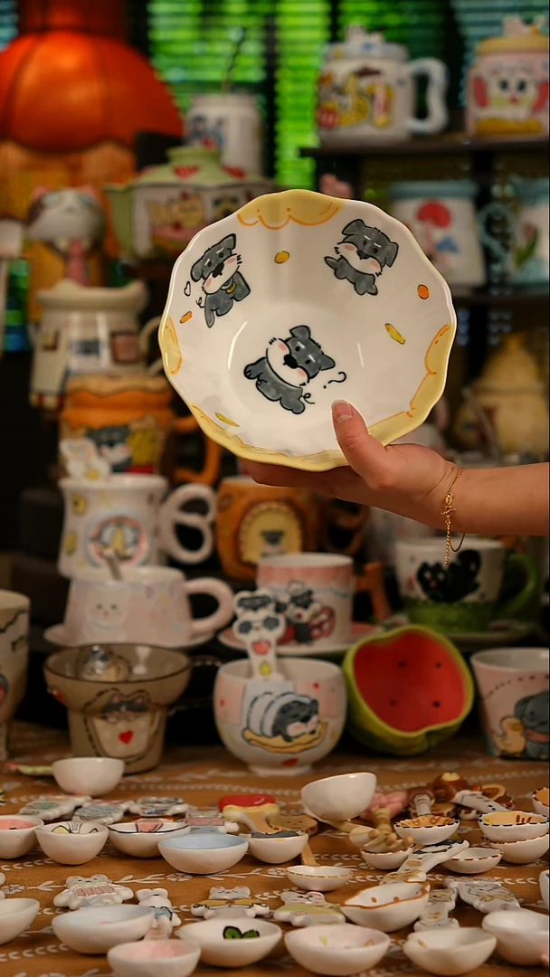 陶瓷无盖款景德镇有彩高温釉下彩纯手绘创意瓷