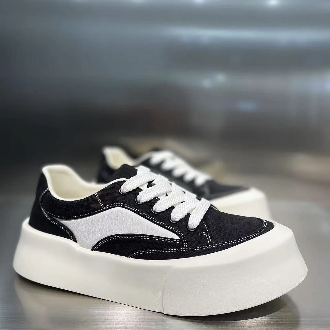 男款鞋子时尚百搭男鞋拼色厚底增高休闲鞋皮拼布潮流个性男士鞋子