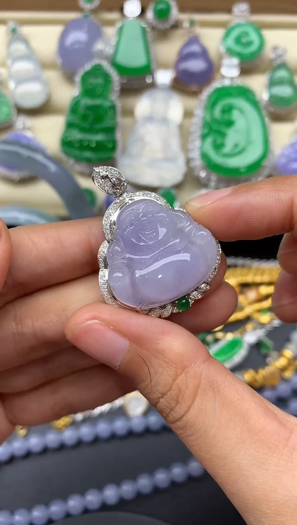 翡翠18K金镶嵌颈饰352-中国好珍宝