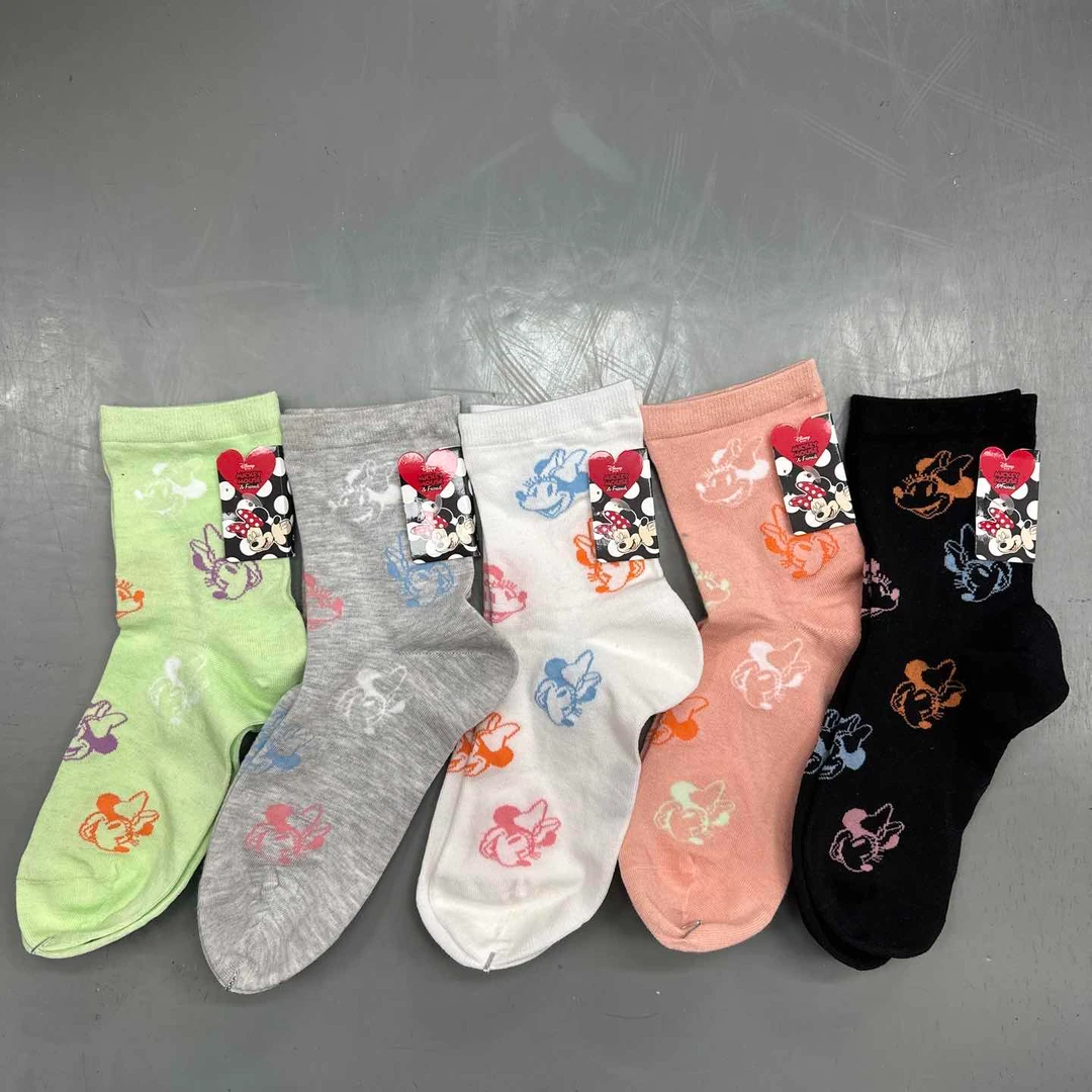 【5双装女袜】阪织屋迪士尼系列绢丝米妮提花短筒女袜