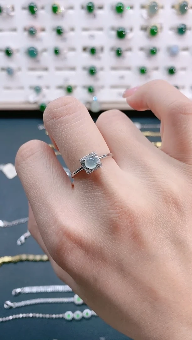 【闪购商品】翡翠戒指银S925镶嵌天然翡翠