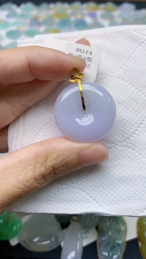 翡翠18K金镶嵌颈饰天然缅甸A货翡翠