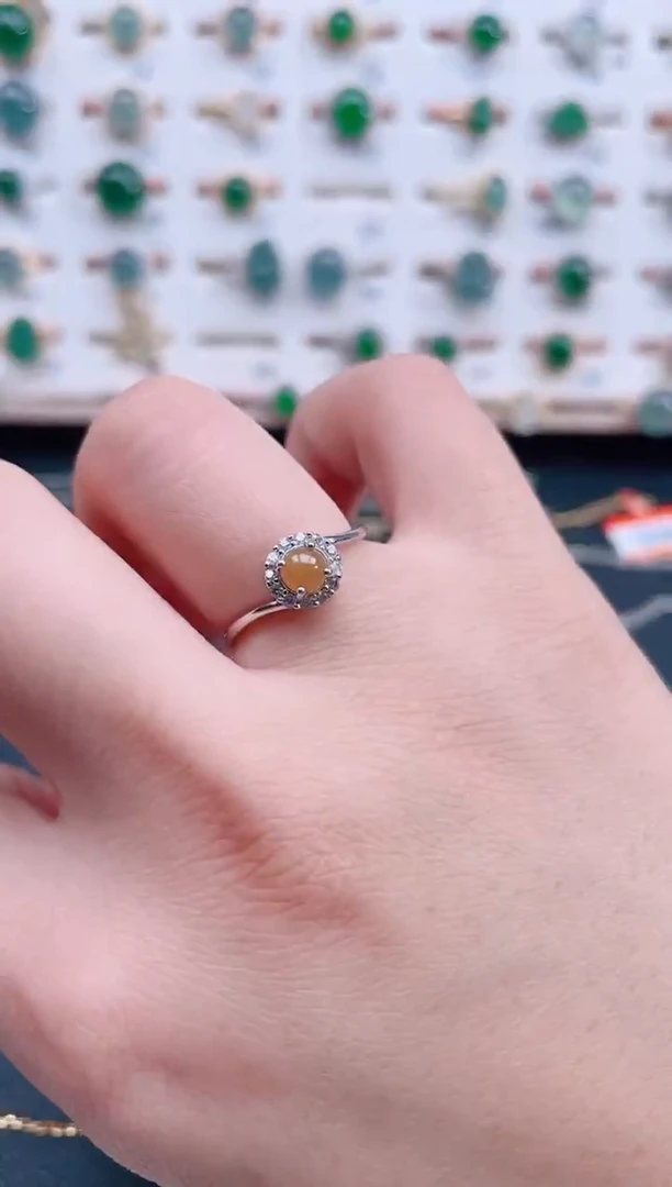 银S925镶嵌戒指翡翠天然翡翠