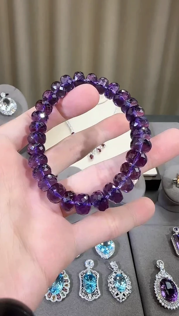 未镶嵌手串紫晶10mm多面切工紫水晶手串