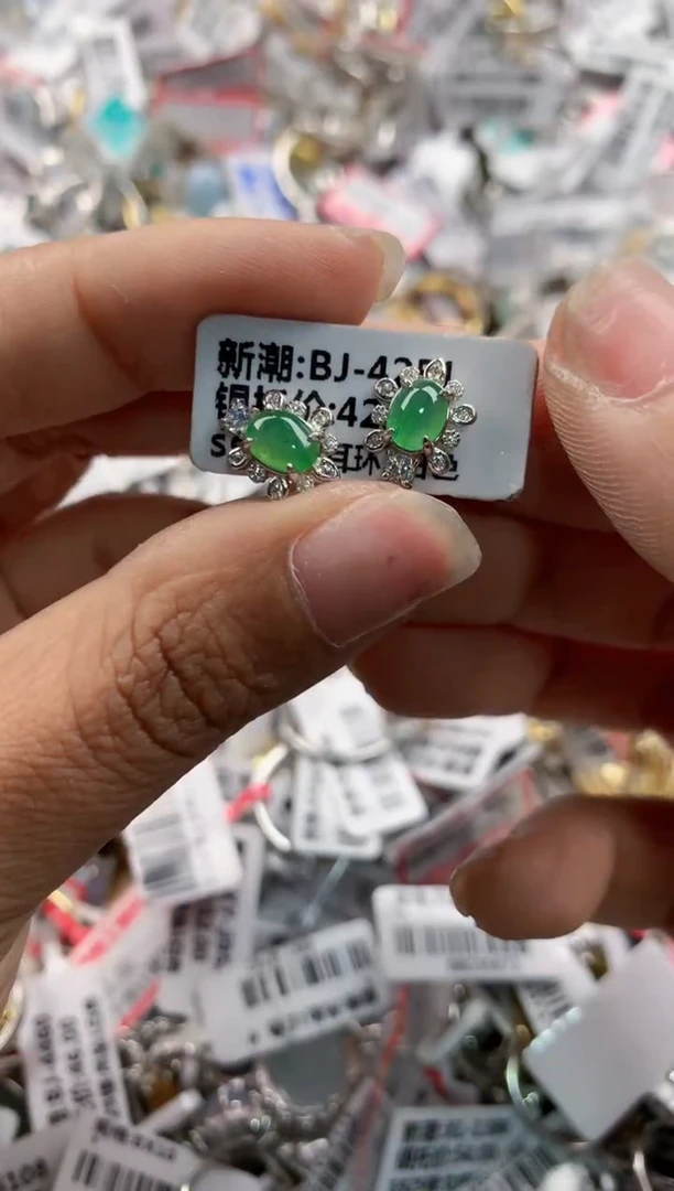 银S925镶嵌戒指翡翠666---2