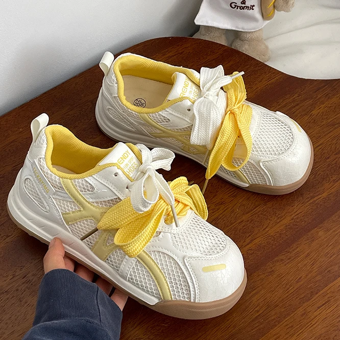 夏季薄款网面透气丑萌休闲鞋2025新款直播爆款复古百搭镂空学生