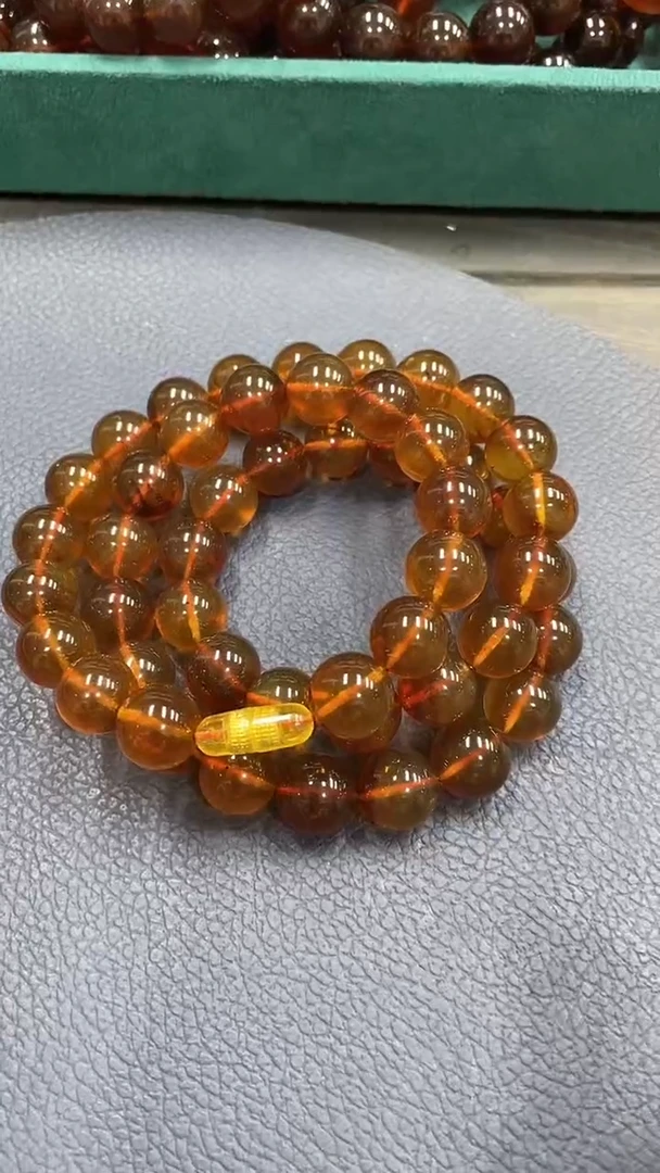 未镶嵌琥珀裸石紫罗兰卡12项链（50颗珠子）