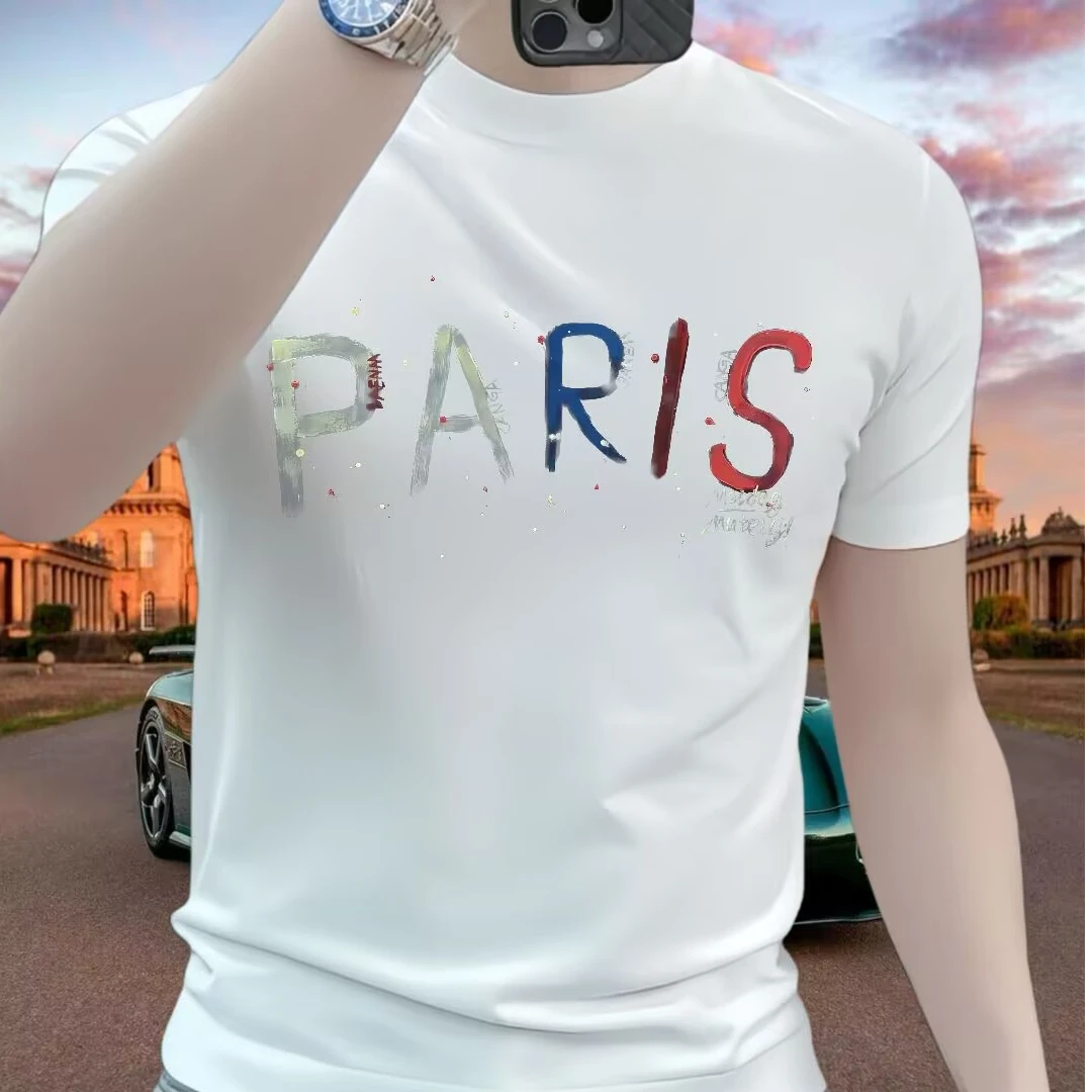 2025重磅纯棉潮牌日常T恤美式痞帅男款短袖夏季潮流修身百搭圆领