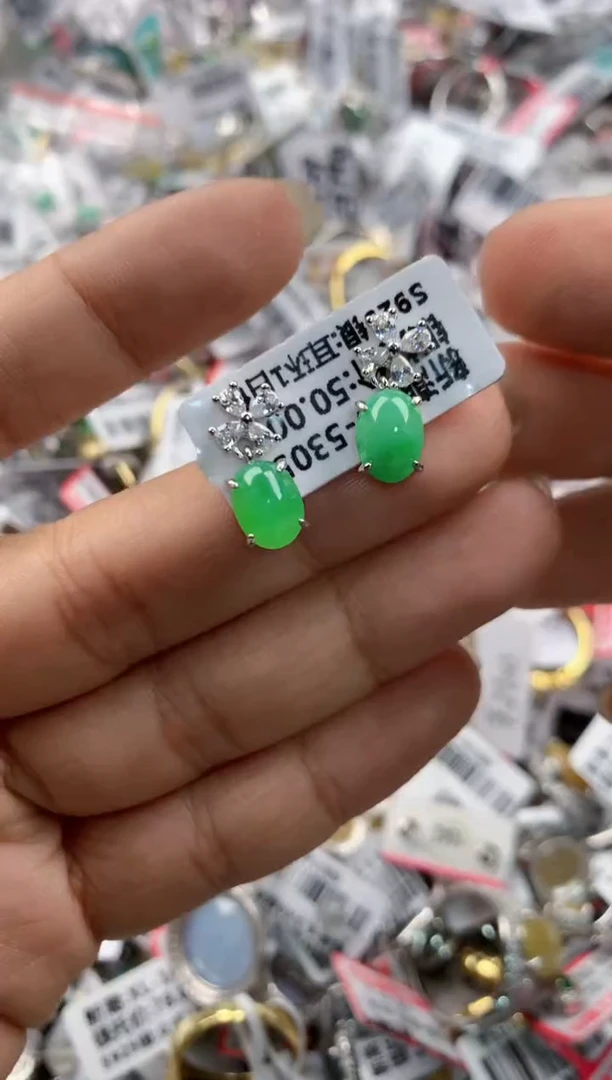 银S925镶嵌戒指翡翠999---9