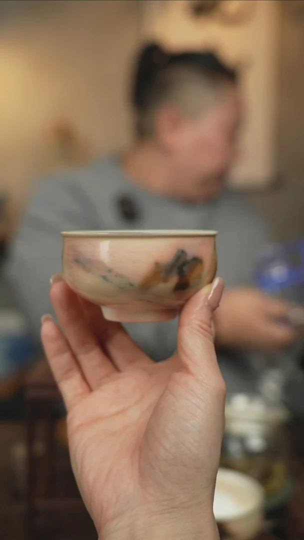 青花瓷胎柴烧主人杯