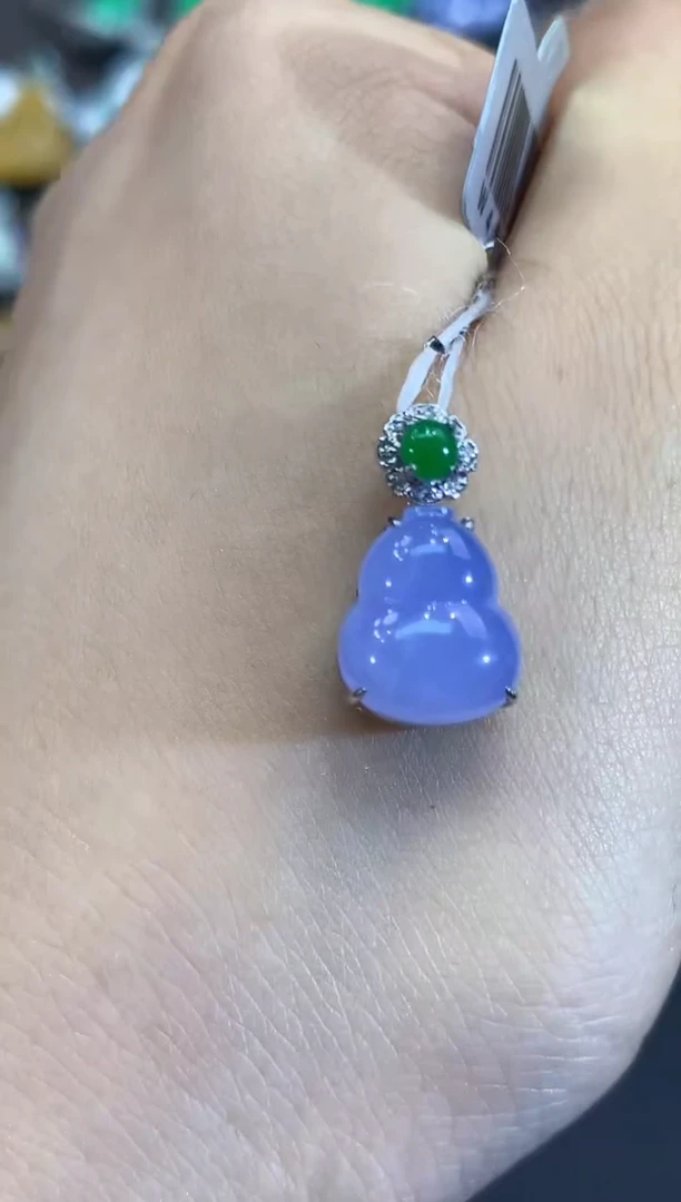 吊坠(不含链)18K金镶嵌翡翠B86 紫货有色差