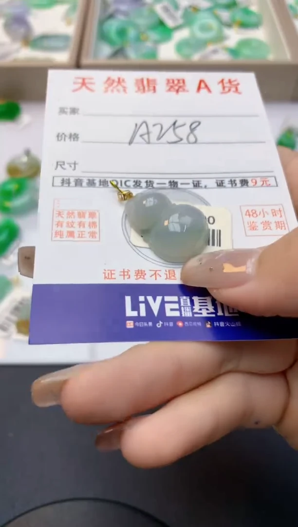 颈饰18K金镶嵌翡翠天然缅甸A货翡翠百元以上9元证书费自理