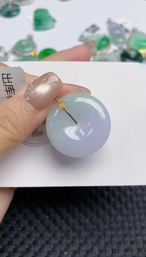 颈饰18K金镶嵌翡翠天然缅甸A货翡翠百元以上9元证书费自理