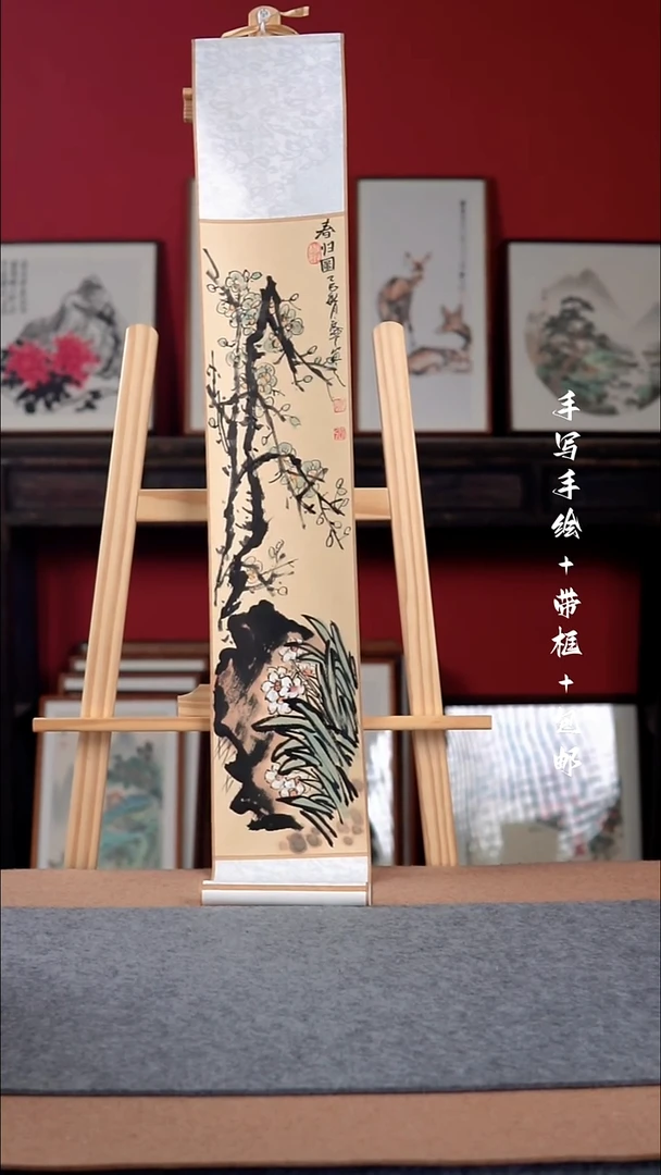 国画手绘手写-17*110卷轴-花鸟作品