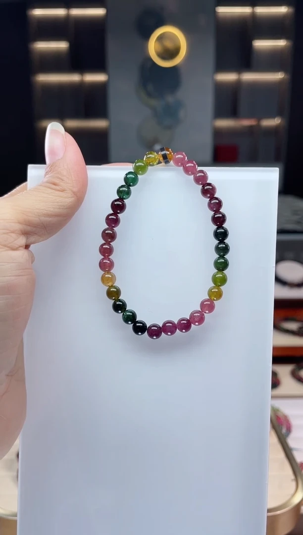 未镶嵌老矿碧玺单圈手串5mm+碧玺（多样性发一条）Q