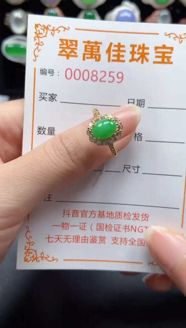 银S925镶嵌戒指翡翠8259