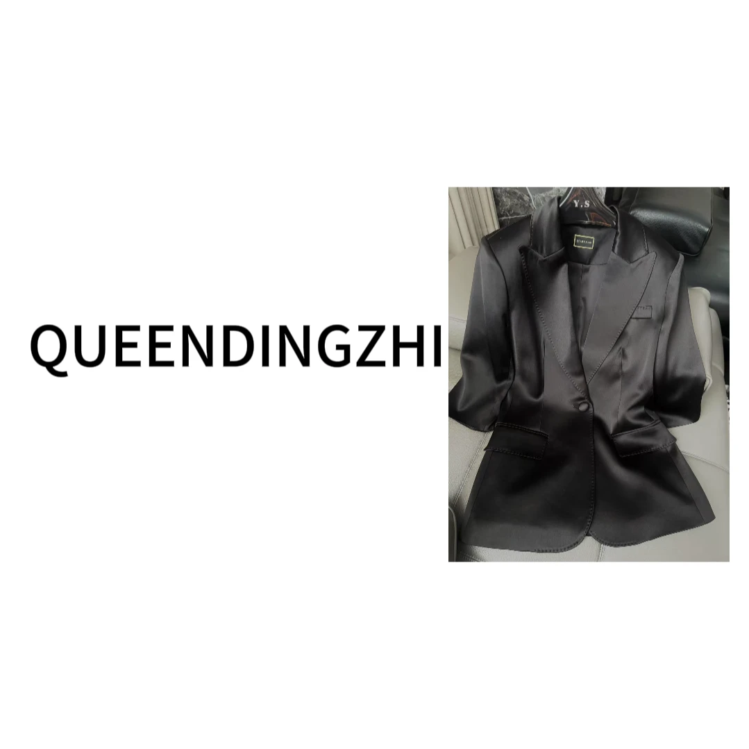 （昆娜高定）016“冰感夏日”醋酸夏季空调冰感立体剪裁中袖黑西装