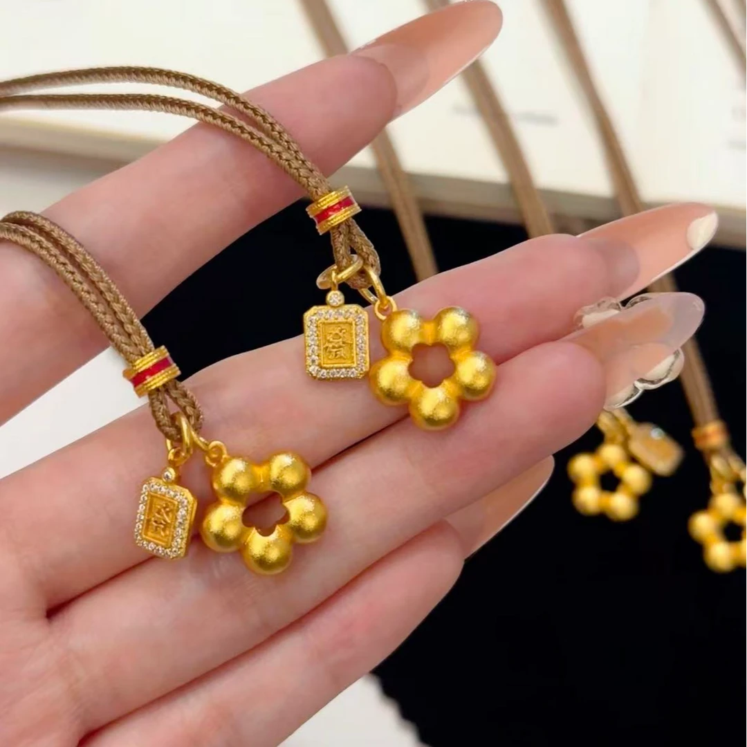 铜合金项链 福牌有钱花项链 · 小巧精致立体饱满甜美花朵毛衣链