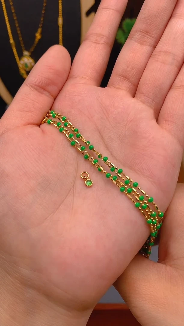 【闪购商品】翡翠项链银S925镶嵌金色碎银几两项链1条