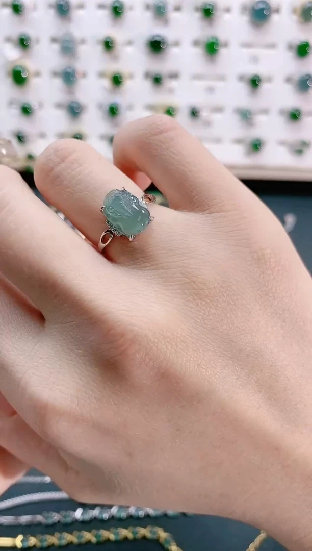 【闪购商品】翡翠戒指银S925镶嵌天然翡翠