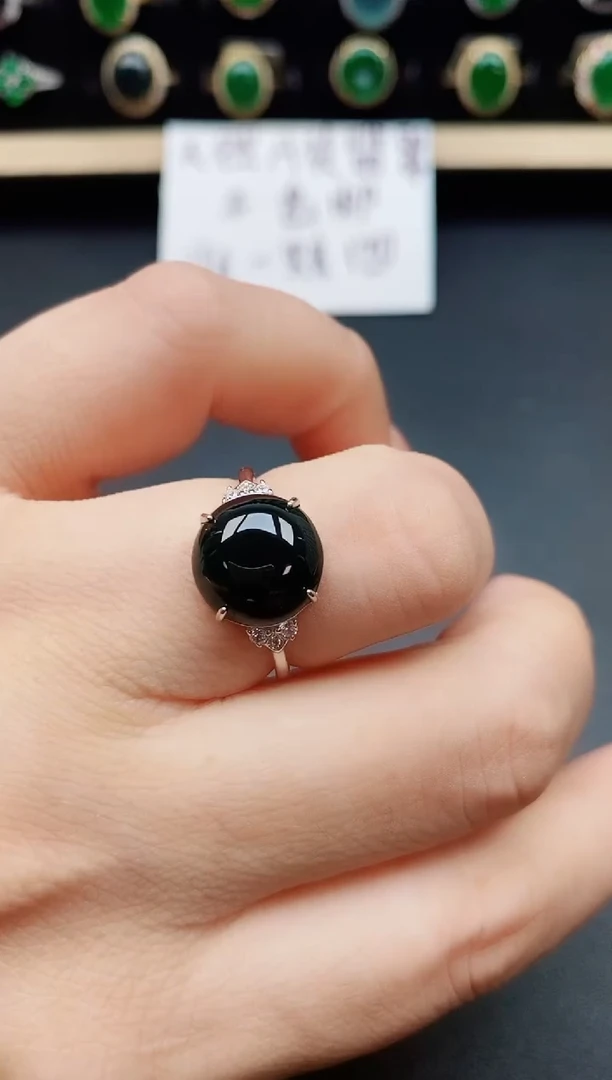 翡翠戒指银S925镶嵌50805