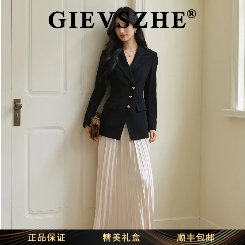 纪诗哲女装春秋常规款职业合身小西装口袋轻职风西装修身型时尚女