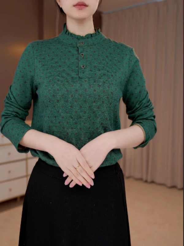 Y285新款秋冬圆领高端小衫套头时髦长袖上衣打底衫女