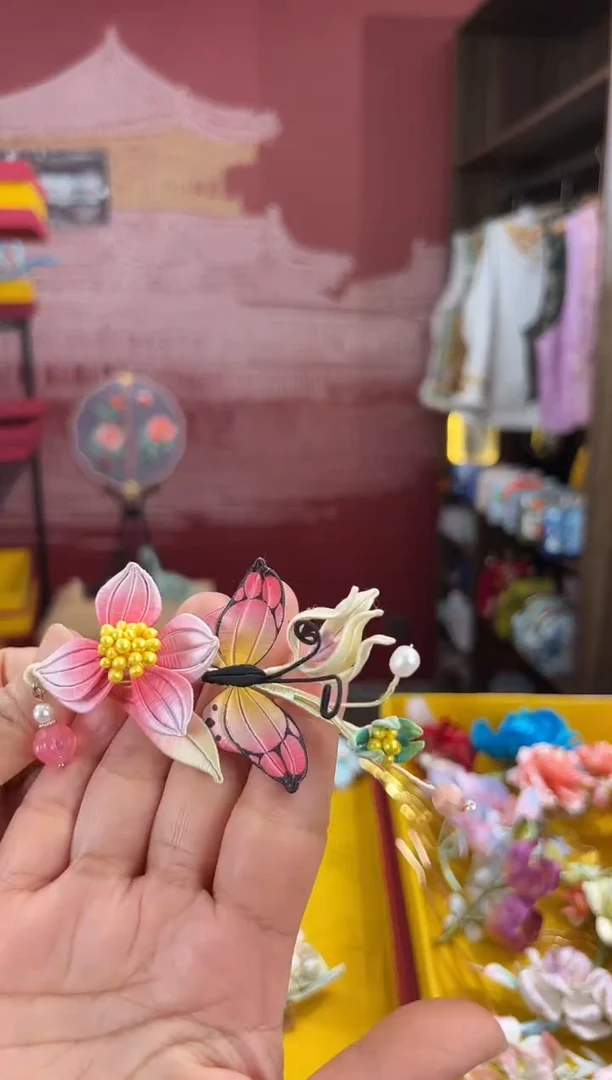 【闪购商品】刺绣非遗绒花（发饰）