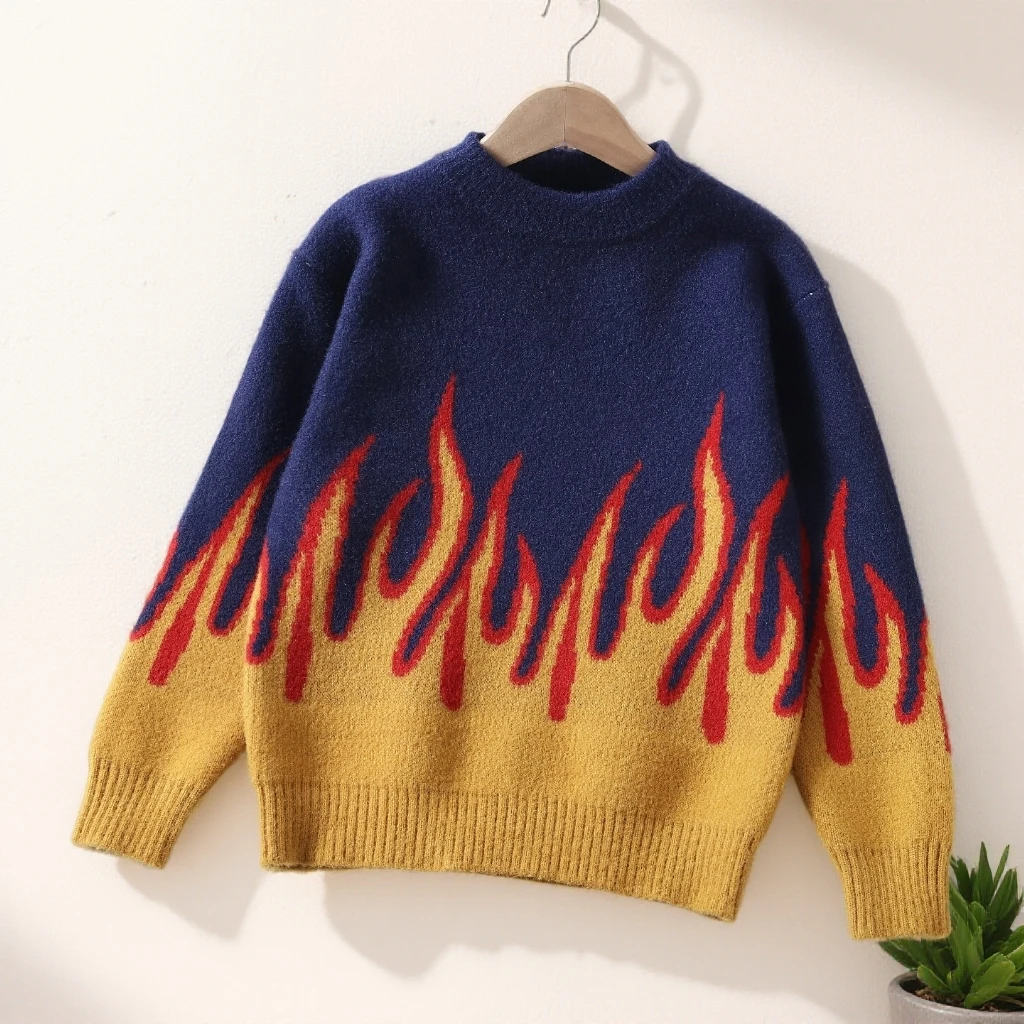 2025休闲圆领长袖针织毛衣加厚韩版洋气大童