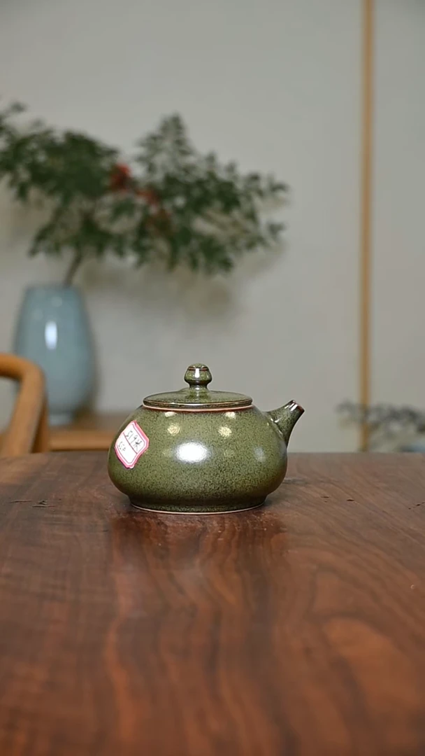 侧把壶 矿石釉 微瑕 桑麻款