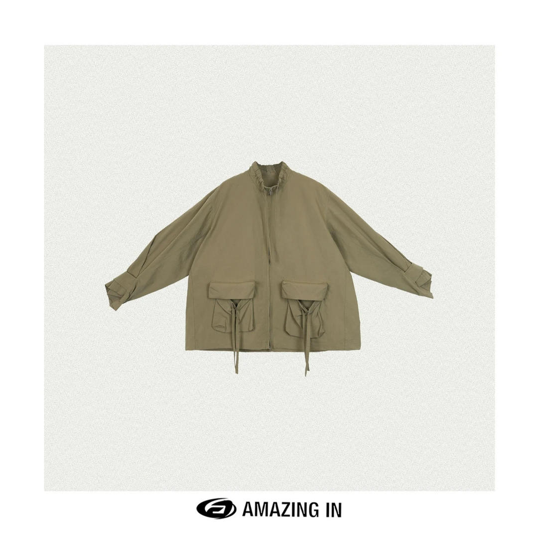 AMAZING IN | 1oo%棉 | 双口袋拉链宽松外套女A241217-JCJ-W6223