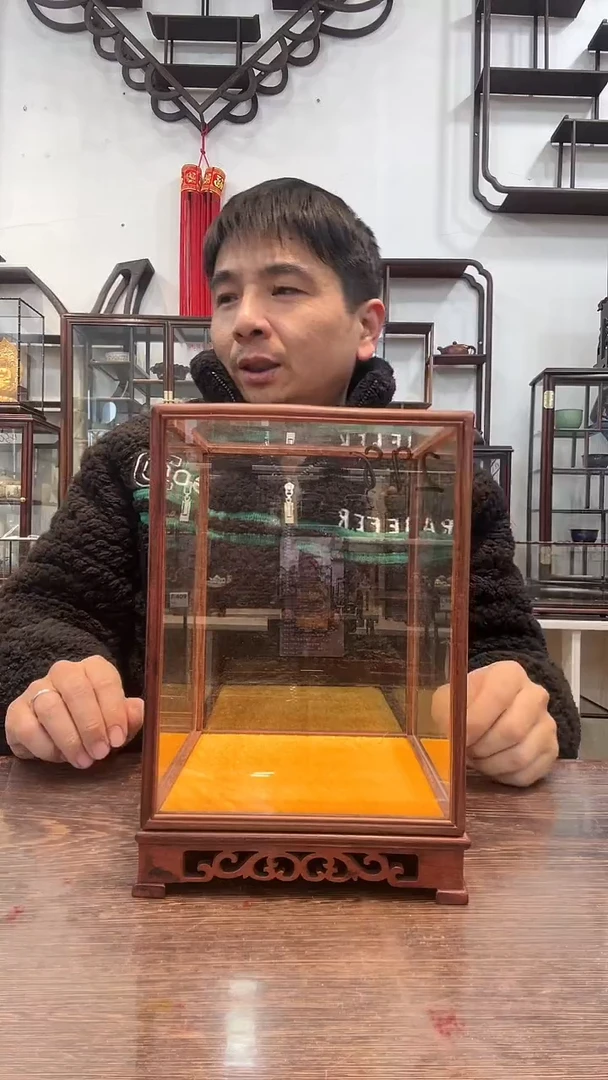 【闪购商品】红酸枝木类木艺玻璃罩298