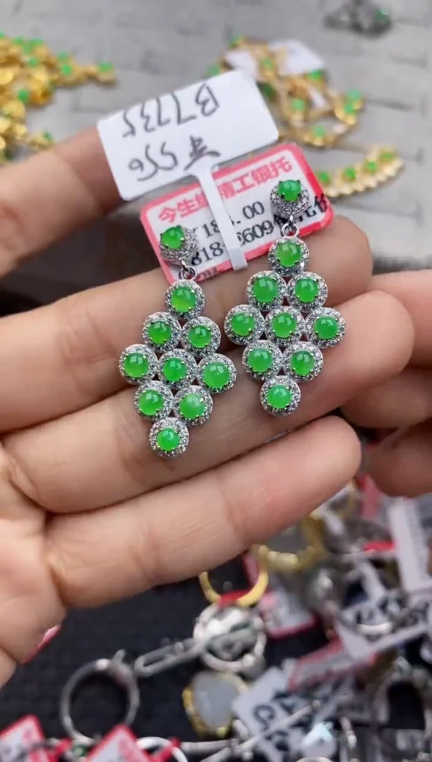 银S925镶嵌戒指翡翠555----1