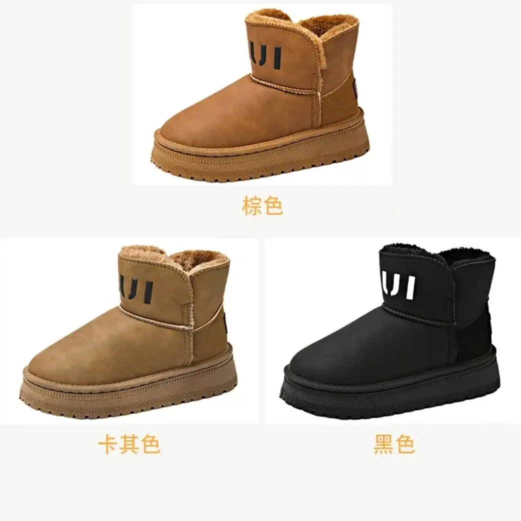 休闲风圆头冬季成人时尚雪地靴女鞋休闲黑色卡其色