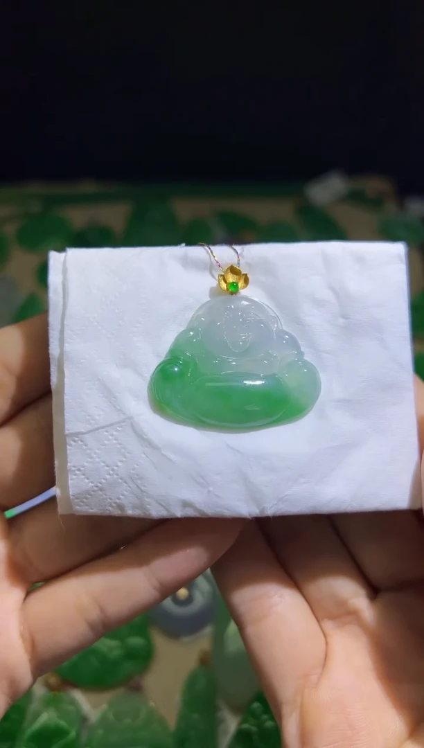 【闪购商品】翡翠颈饰18K金镶嵌Q缅料A货翡翠/支持复检/一件