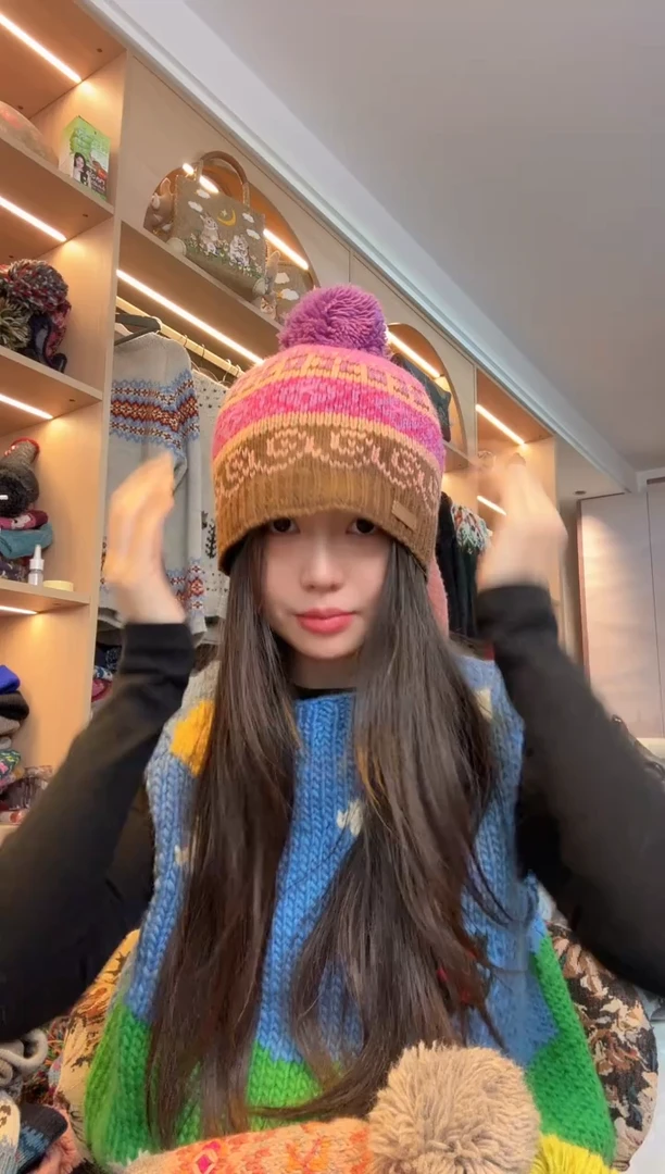 羊毛美利奴紫咖祥云帽