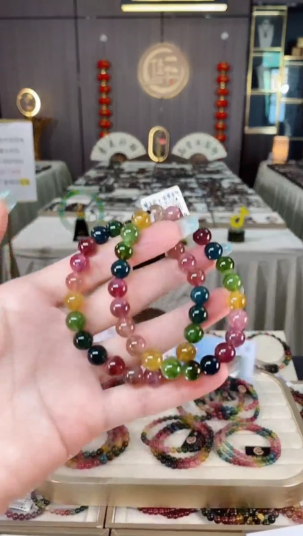 未镶嵌老矿碧玺彩虹冰体单圈手串8mm+碧玺多样性发货一条mz