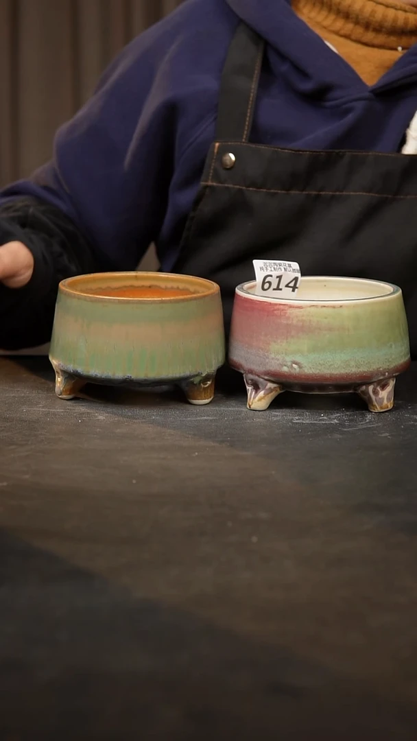 【闪购商品】瓷片614泥泥手工花盆口10高8