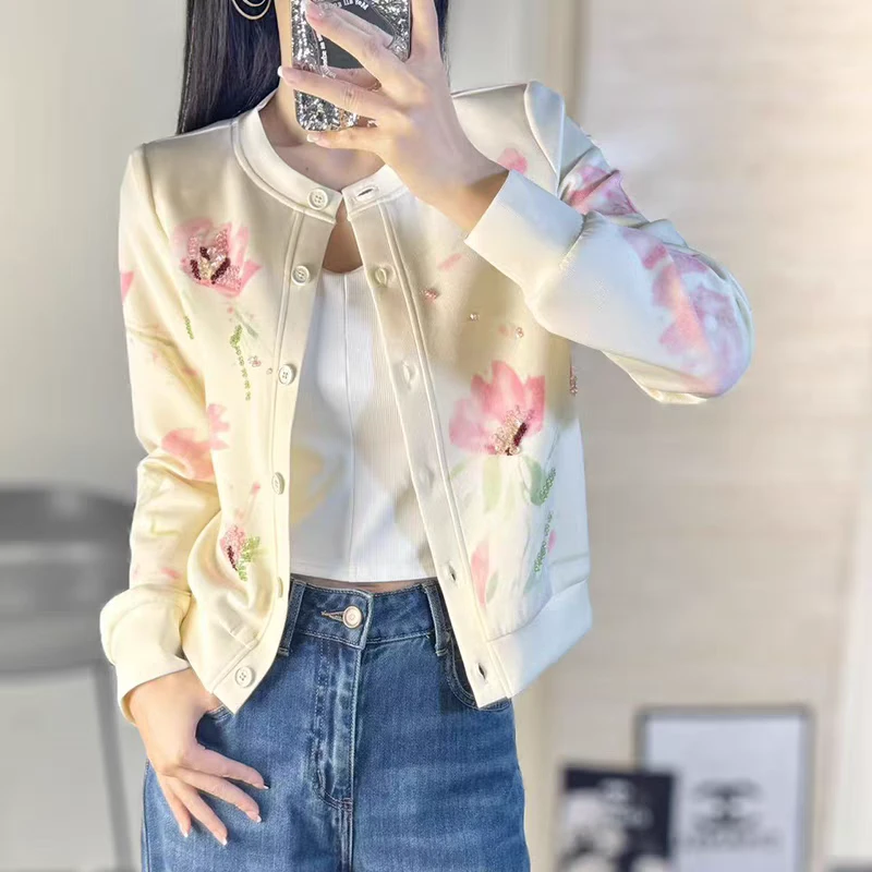 090圆领外套上衣印花夹克