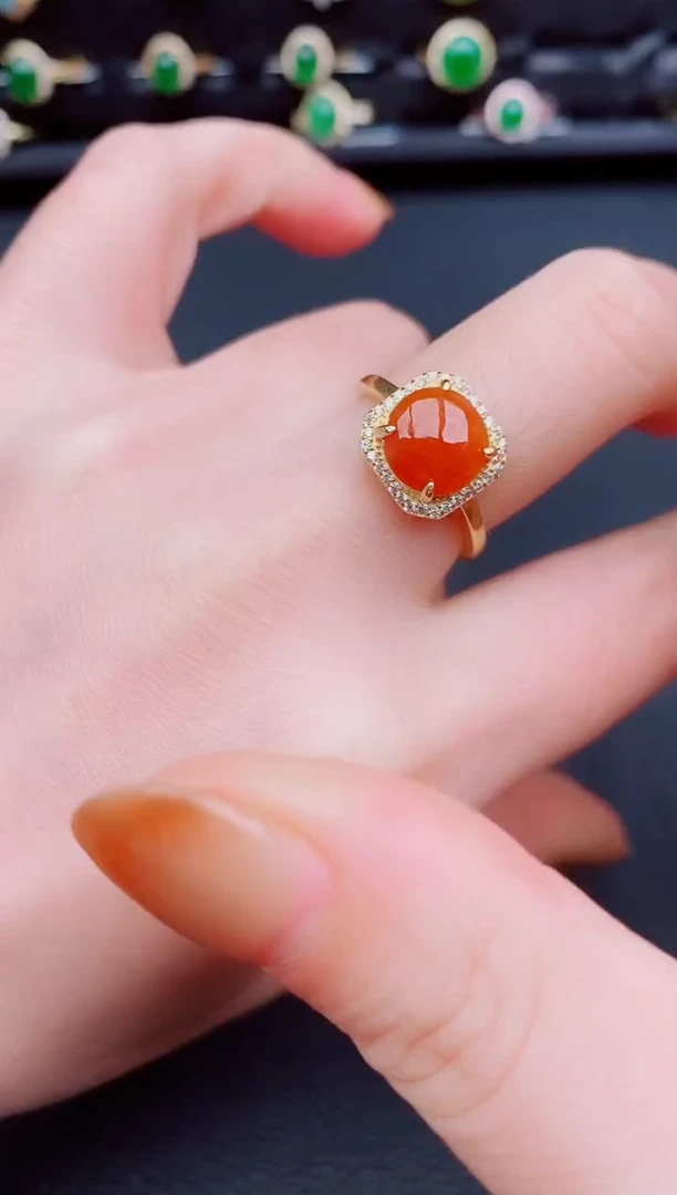 【闪购商品】翡翠戒指银S925镶嵌天然a货翡翠35