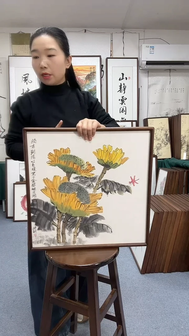 国画尺寸52*52实木画框京东包邮手绘