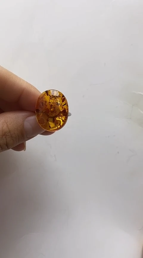 【闪购商品】琥珀裸石银S925镶嵌琥珀戒指