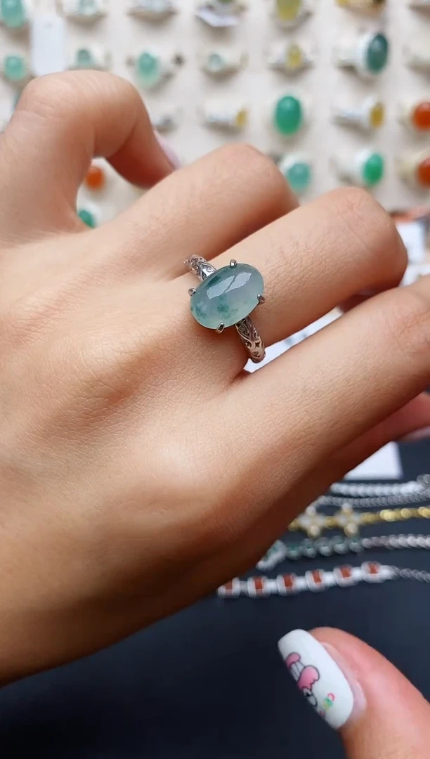 【闪购商品】翡翠戒指银S925镶嵌缅甸翡翠