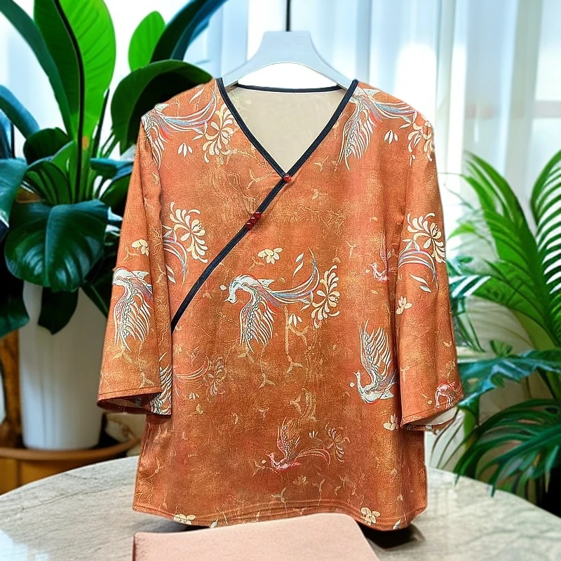 【香云阁】夏季新款气质七分袖小衫时尚百搭上衣